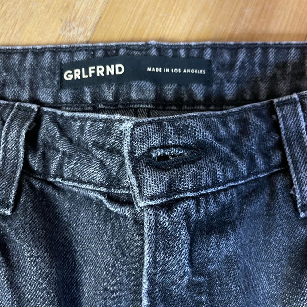 Grlfrnd Hailey Black gray Distressed Jeans with split hem - Picture 5 of 7